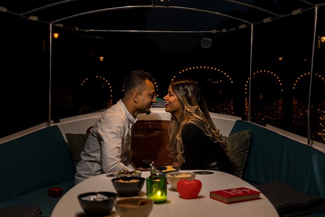 Amsterdam: Private Romantic Evening Canal Cruise + Bubbles/Snacks - Your Route at Night: Seven Bridges, Skinny Bridge Lights, and the Floating Flower Market