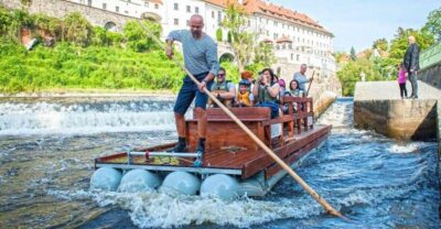 Český Krumlov: Wooden Raft River Cruise - Parkán Port Departure: Life Vests, Two Skippers, and a Boat Built for the Ride