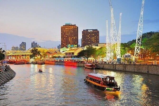 Singapore light to night : River Cruise & 02 Stunning Light Shows - Historic photo stops along the river: Merlion, Raffles, and the bridges
